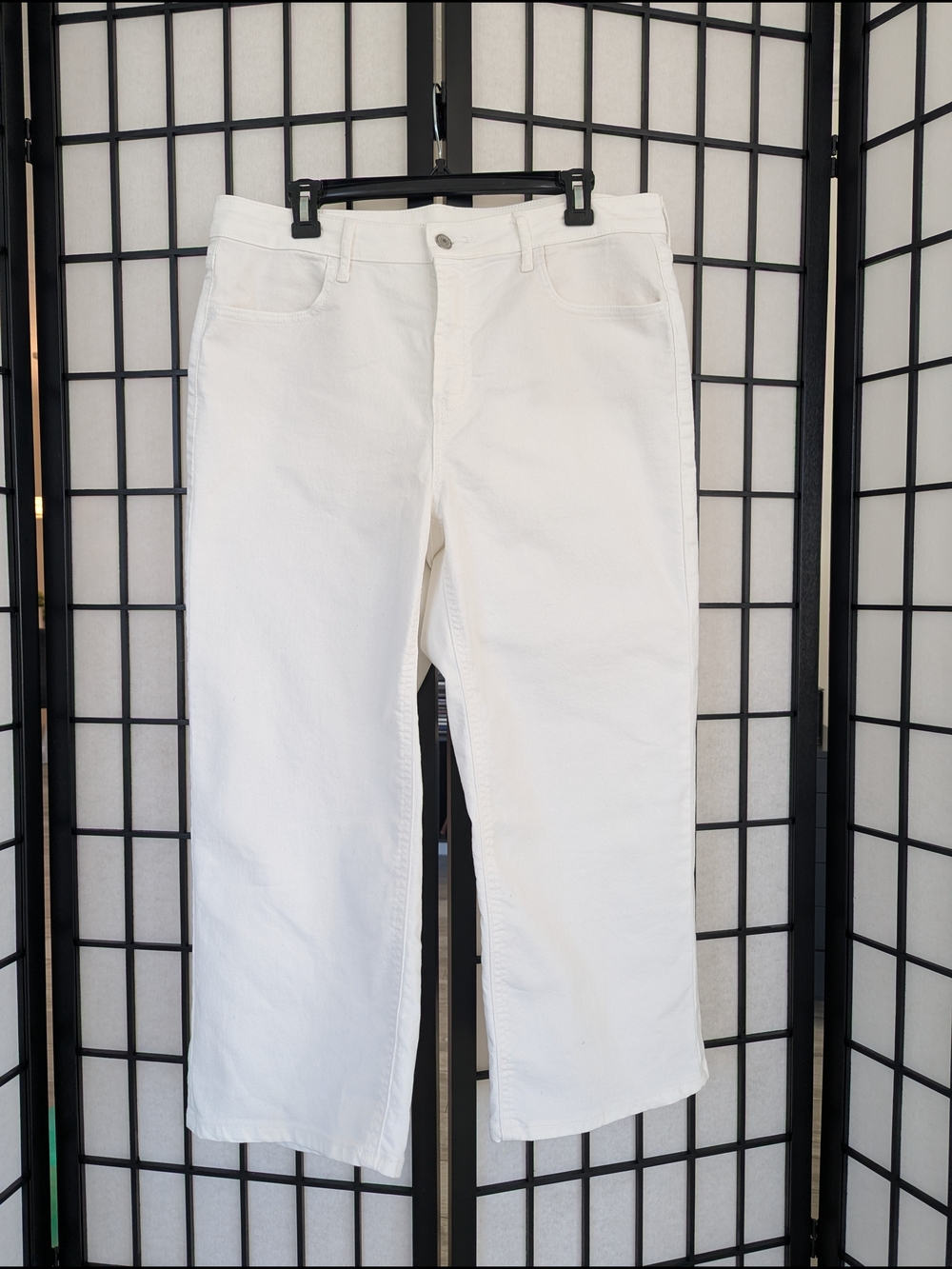 Old Navy White Wide Leg Stretch Crop Jeans - 14 Short